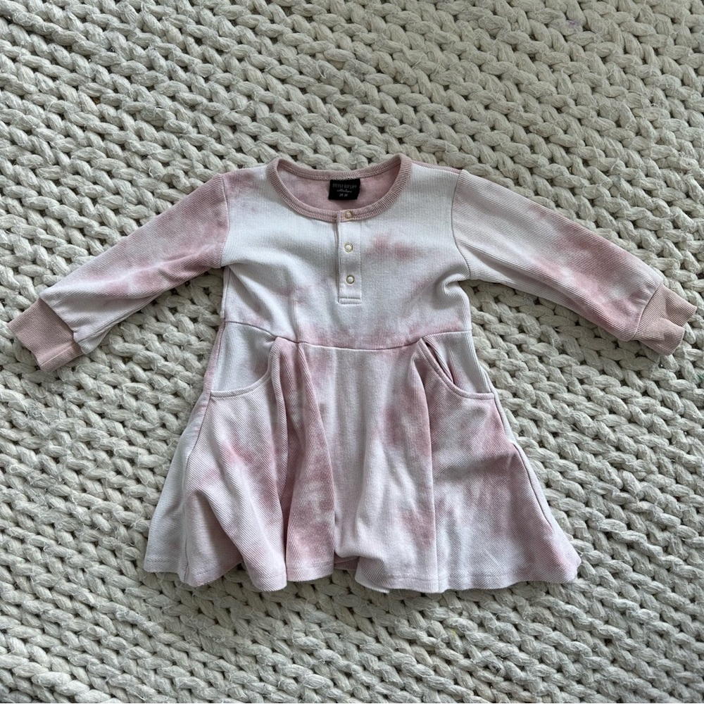 Little Bipsy girls pink tie dye long sleeve knit dress 2-3T
